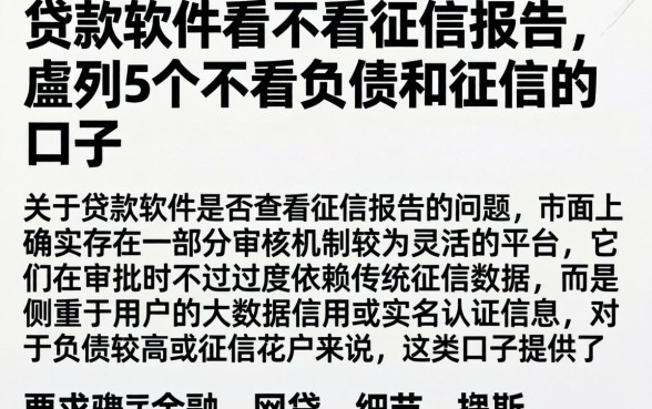 贷款软件看不看征信报告的，胪列5个不看负债和征信的口子