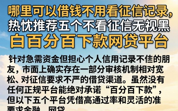 哪里可以借钱不用看征信记录,热忱推荐五个不看征信无视黑白百分百下款网贷平台