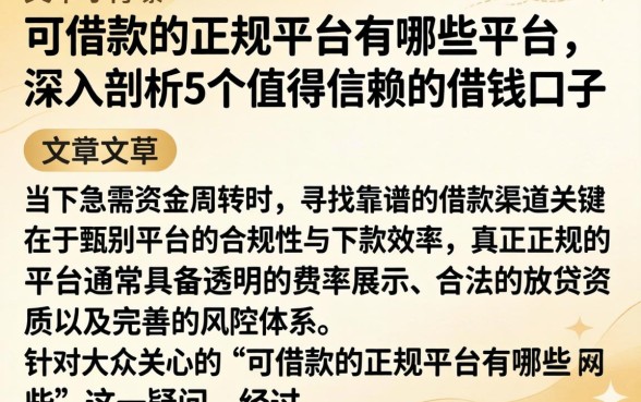 可借款的正规平台有哪些平台，深入剖析5个值得信赖的借钱口子