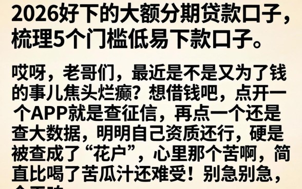 2026好下的大额分期贷款口子,梳理5个门槛低易下款口子