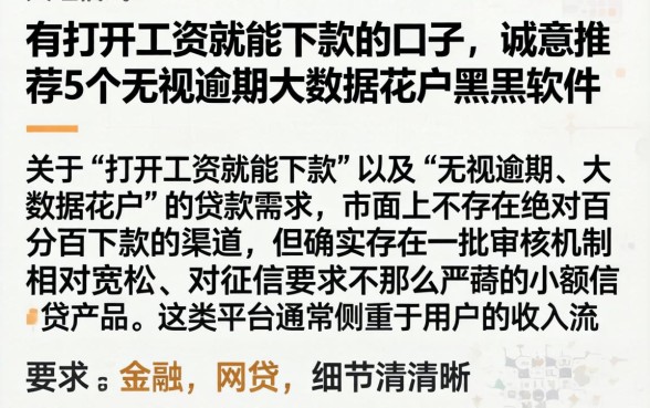 有打开工资就能下款的口子，诚意推荐5个无视逾期大数据花户黑户软件