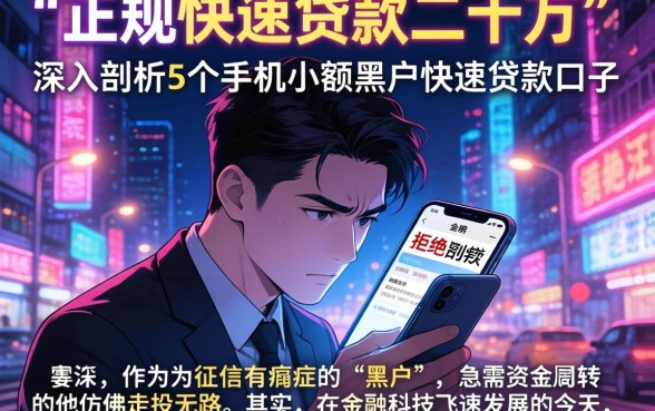 正规快速贷款二十万，深入剖析5个手机小额黑户快速贷款口子