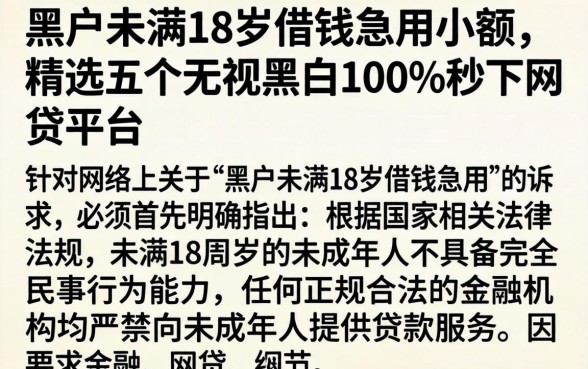 黑户未满18岁借钱急用小额,精选五个无视黑白100%秒下网贷平台