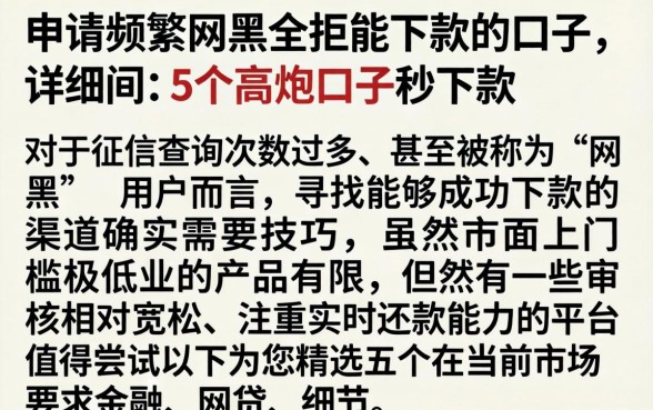 申请频繁网黑全拒能下款的口子，详细阐述5个高炮口子秒下款