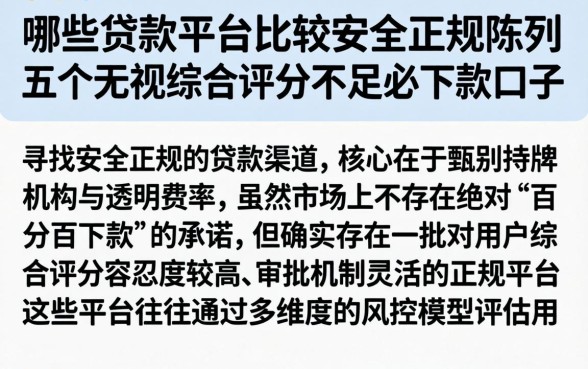 哪些贷款平台比较安全正规，陈列五个无视综合评分不足必下款口子