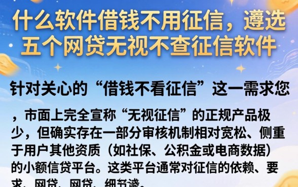 什么软件借钱不用征信，遴选五个网贷无视不查征信软件