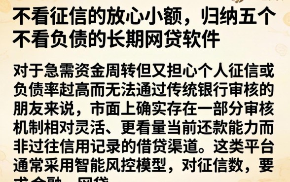 不看征信的放心小额，归纳五个不看负债的长期网贷软件