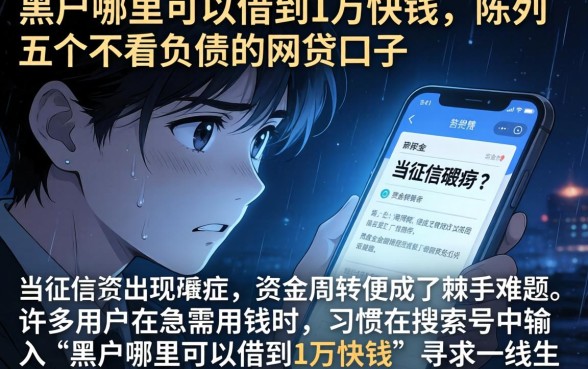 黑户哪里可以借到1万快钱，陈列五个不看负债的网贷口子