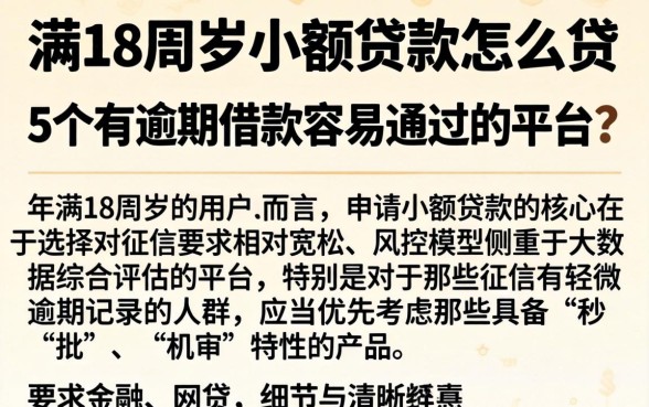 满18周岁小额贷款怎么贷，详细阐述5个有逾期借款容易通过的平台
