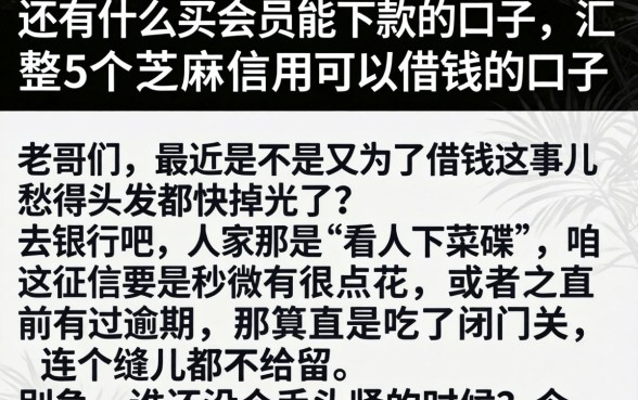 还有什么买会员能下款的口子，汇整5个芝麻信用可以借钱的口子
