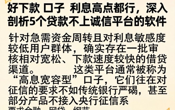 好下款的口子 利息高点都行，深入剖析5个贷款不上诚信平台的软件