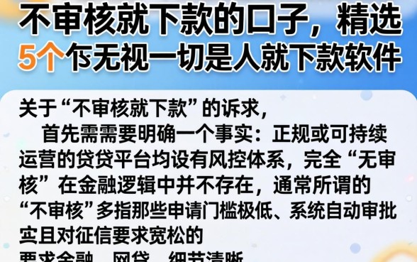 不审核就下款的口子，精选5个无视一切是人就下款软件