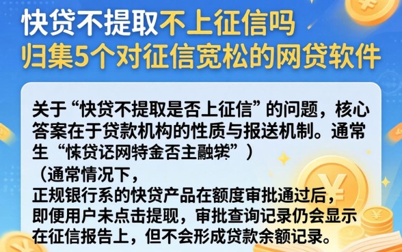快贷不提取不上征信吗，归集5个对征信宽松的网贷软件