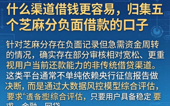 什么渠道借钱更容易，归集五个芝麻分负面借款的口子