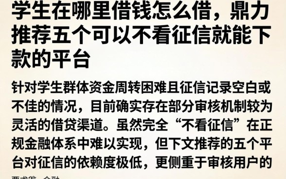学生在哪里借钱怎么借，鼎力推荐五个可以不看征信就能下款的平台