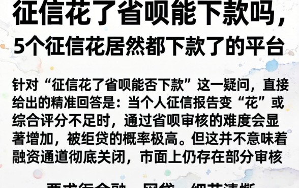 征信花了省呗能下款吗，概括5个征信花居然都下款了的平台