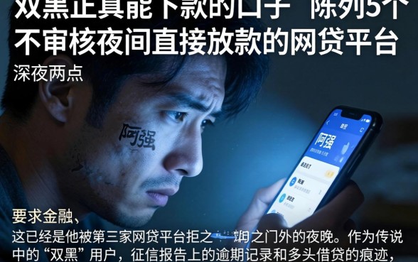 双黑正真能下款的口子，陈列5个不审核夜间直接放款的网贷平台