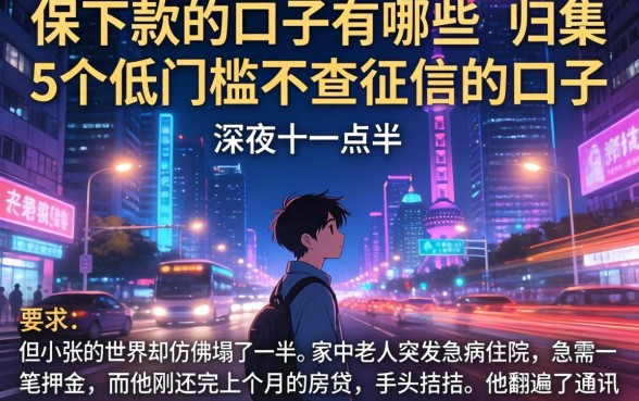 保下款的口子有哪些，归集5个低门槛不查征信的口子