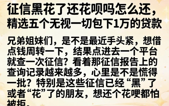征信黑花了还花呗吗怎么还,精选五个无视一切包下1万的贷款