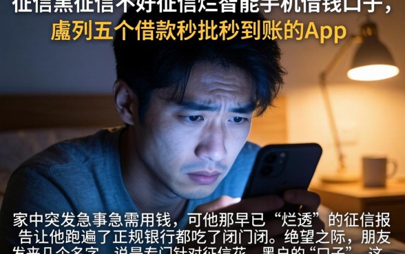 征信黑征信不好征信烂智能手机借钱口子，胪列五个借款秒批秒到账的app