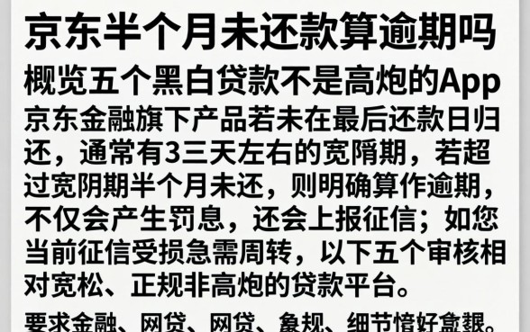 京东半个月未还款算逾期吗，概览五个黑白贷款不是高炮的app