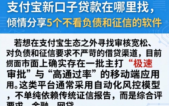 支付宝新口子贷款在哪里找，倾情分享5个不看负债和征信的软件