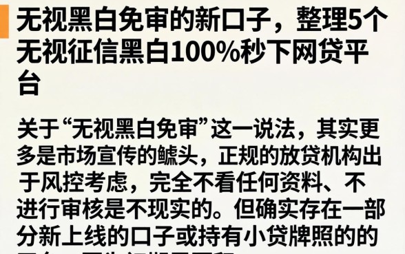 无视黑白免审的新口子，整理5个无视征信黑白100%秒下网贷平台