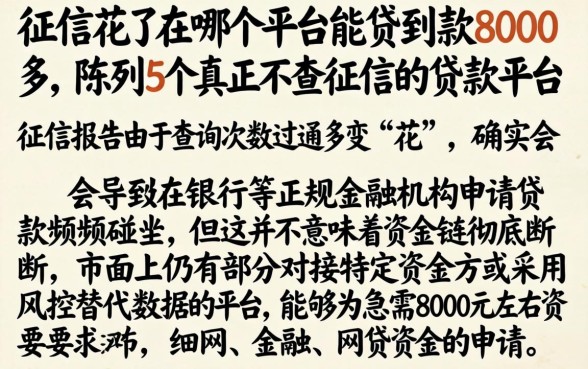 征信花了在哪个平台能贷到款8000多，陈列5个真正不查征信的贷款平台