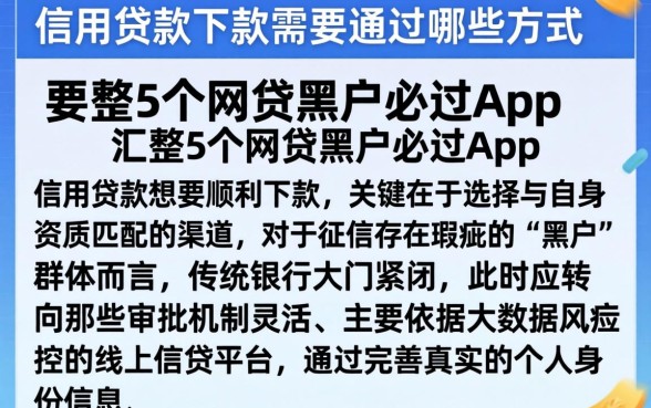 信用贷款下款需要通过哪些方式,汇整5个网贷黑户必过app