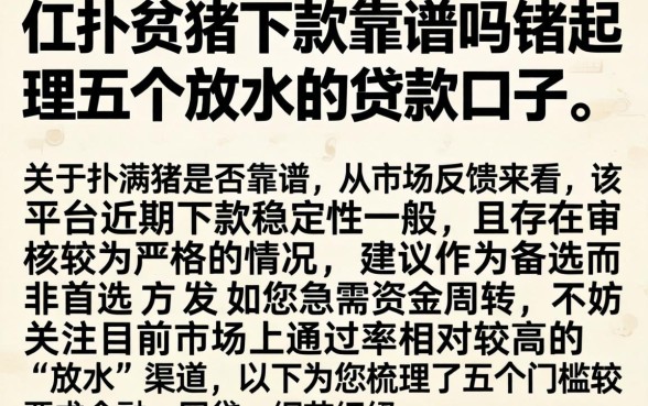 在扑满猪下款靠谱吗,理出五个放水的贷款口子