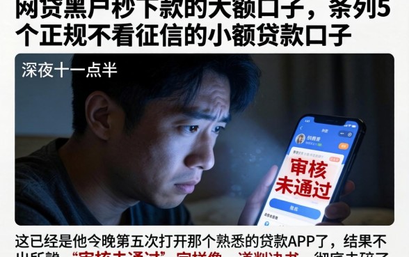 网贷黑户秒下款的大额口子，条列5个正规不看征信的小额贷款口子
