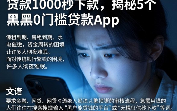 贷款1000秒下款，揭秘5个黑户0门槛贷款app