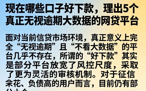 现在哪些口子好下款,理出5个真正无视逾期大数据的网贷平台