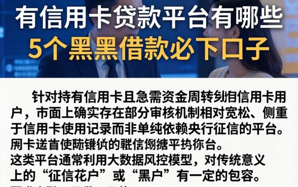 有信用卡贷款的平台有哪些，陈列5个黑户借款必下口子