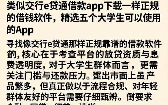 类似交行e贷通借款app下载一样正规的借钱软件，精选五个大学生可以使用的app