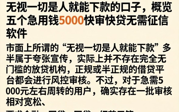 无视一切是人就能下款的口子,概览五个急用钱5000快审快贷无需征信软件