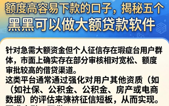 额度高容易下款的口子，揭秘五个黑户可以做大额贷款软件
