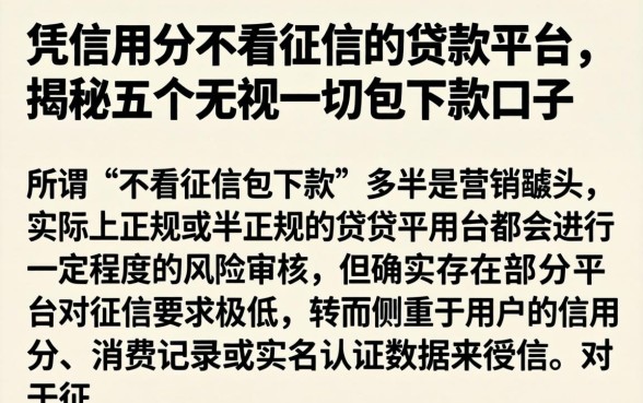 凭信用分不看征信的贷款平台,揭秘五个无视一切包下款口子