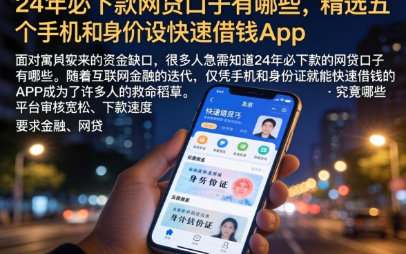 24年必下款的网贷口子有哪些,精选五个手机和身份证快速借钱app