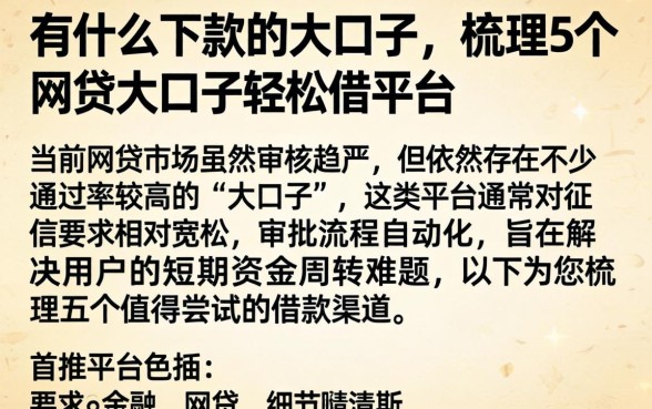 有什么下款的大口子,梳理5个网贷大口子轻松借平台