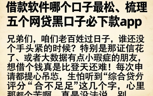 借款软件哪个口子最松，梳理五个网贷黑口子必下款app