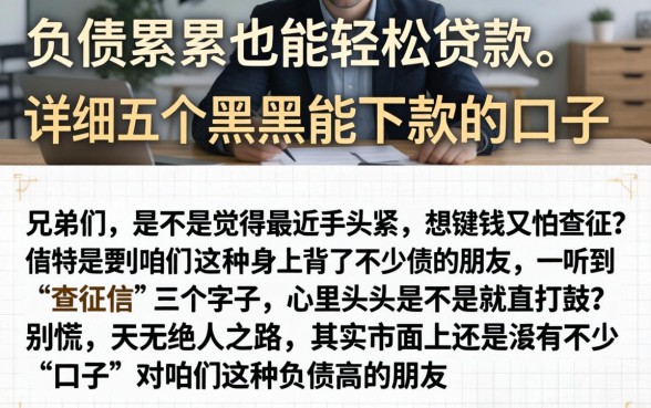 负债累累也能轻松贷款，详尽说明五个黑户能下款的口子