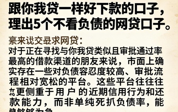 跟你我贷一样好下款的口子,理出5个不看负债的网贷口子