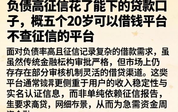 负债高征信花了能下的贷款口子,概括五个20岁可以借钱平台不查征信的平台