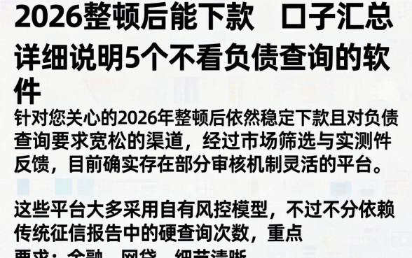 2026整顿后能下款的口子汇总，详尽说明5个不看负债查询的软件