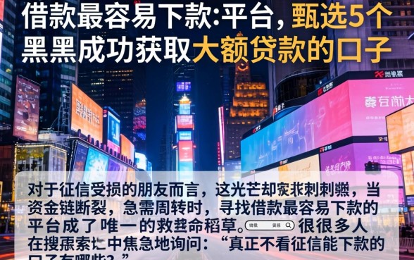 借款最容易下款的平台,甄选5个黑户成功获取大额贷款的口子