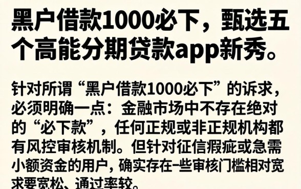 黑户借款1000必下，甄选五个高能分期贷款app新秀