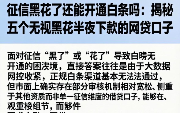 征信黑花了还能开通白条吗，揭秘五个无视黑花半夜下款的网贷口子