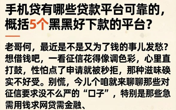 手机贷有哪些贷款平台可靠的，概括5个黑户好下款的平台