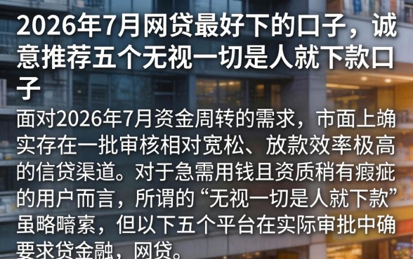 2026年7月网贷最好下的口子，诚意推荐五个无视一切是人就下款口子